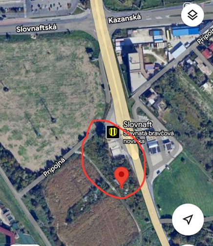Ulica Svornosti, zdroj: Google Maps, označenie vložené autormi